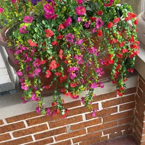 6-Pack Outdoor Artificial Hanging Six Ear Orchid Flowers, Bright Long-Lasting Colors, Indoor & Outdoor Decoration, Perfect for Gardens & Window Sills