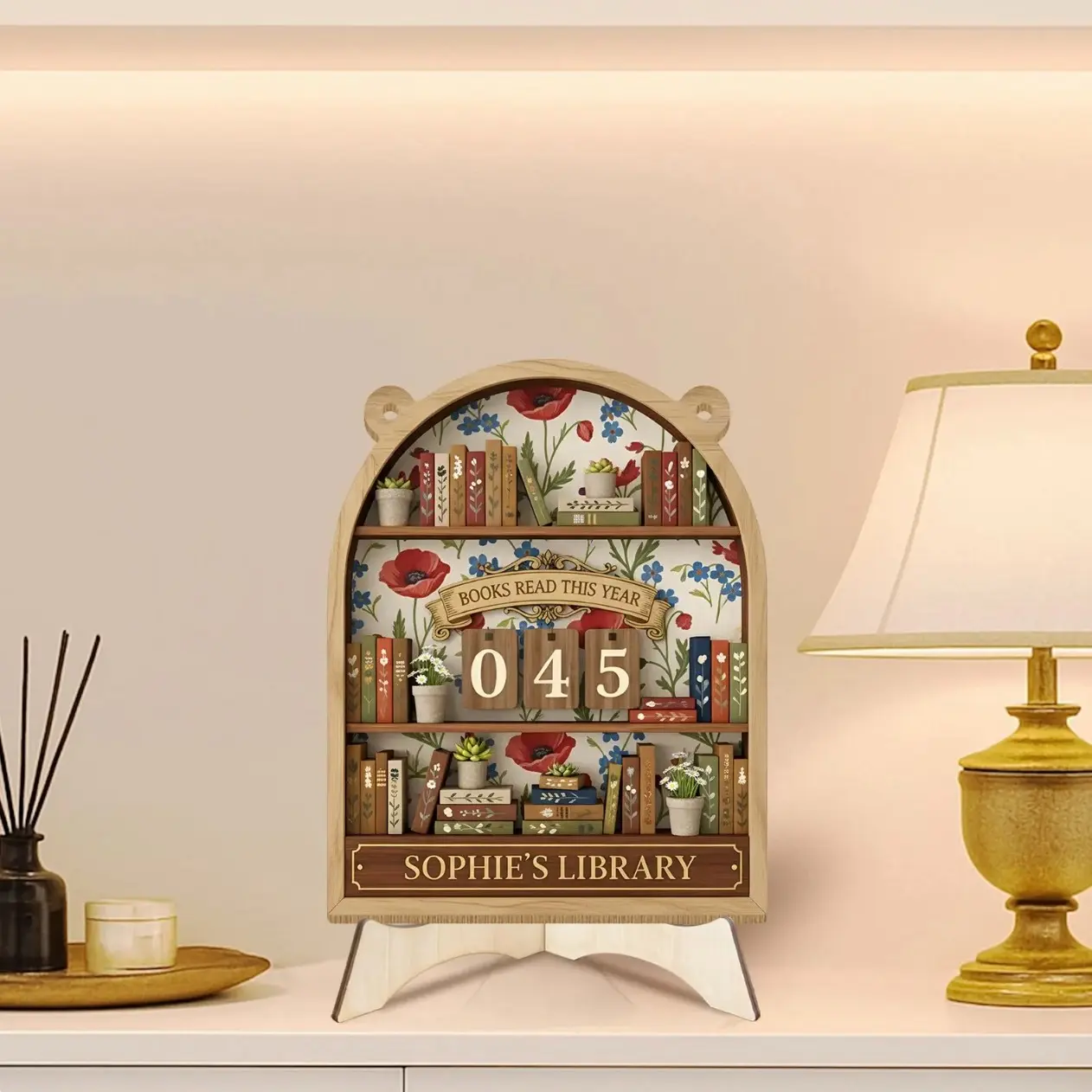 Wooden Book Reading Counter, Vintage Bookshelf Style, Adjustable Number Record, Reader Gift, Ideal for Book Lovers, Home Decor, Home Decor Products, Wood Sign, Home Decoration