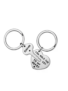 Heart Shaped Key Design Keychain, 2pcs/set Stainless Steel Keychain for Men & Women, Bag Charm, Symbolizing Connection, Creative Couple Gift, Anniversary Gift, Birthday Gift