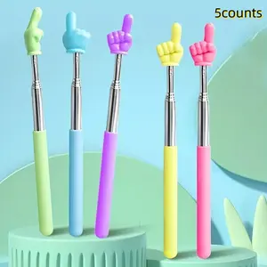 5 Pack Retractable Portable Teacher Pointer Sticks, Mini Classroom Pointers for Elementary School Teachers, Back-To-School Gift, Random Colors, Classroom Supplies