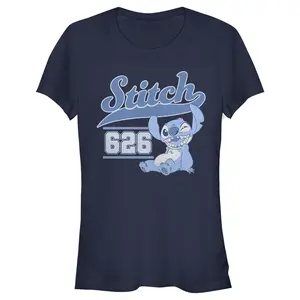 Junior's Lilo & Stitch Navy Collegiate 626 T-Shirt