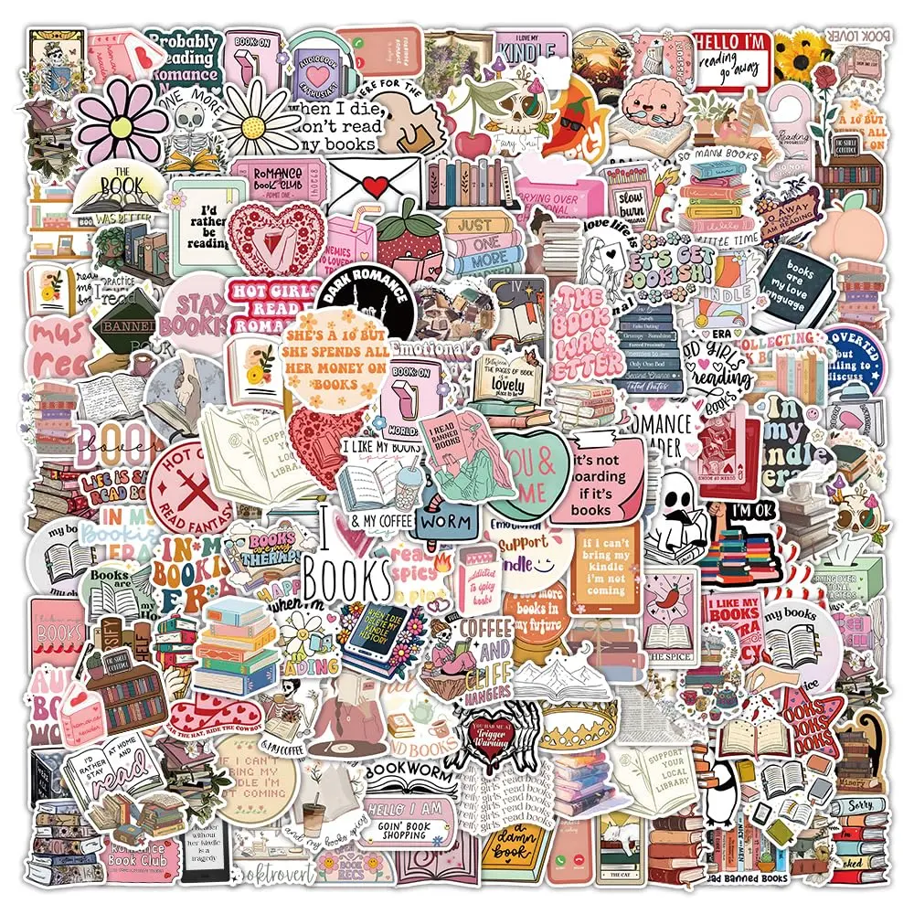 200Pcs Bookish Stickers for Kindle, Book Reading Booktok Aesthetic Stickers, Spicy Fantasy Journal Book Stickers for Adult Clear Case, Bookish Book Lover Gifts Skin Accessories