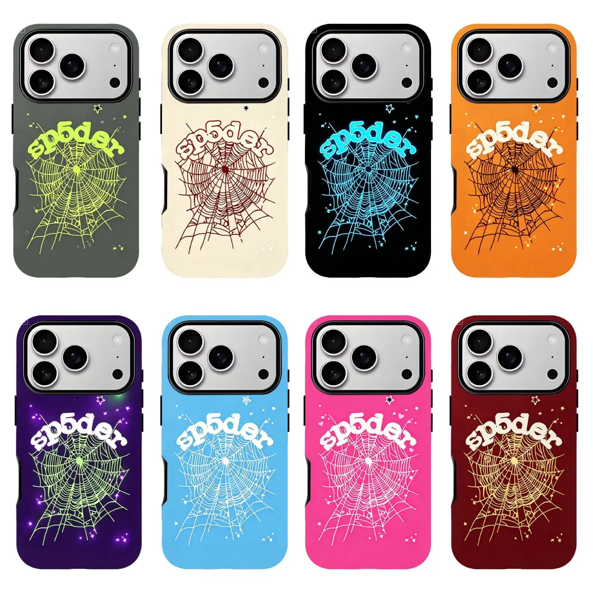 Sp5der 555 Phone Case: A trendy and rugged protective cover that seamlessly blends cutting-edge aesthetics with comprehensive, drop-resistant protection. Compatible with the iPhone 11–17 Pro Max/Plus series and Samsung Galaxy S23–25 series.