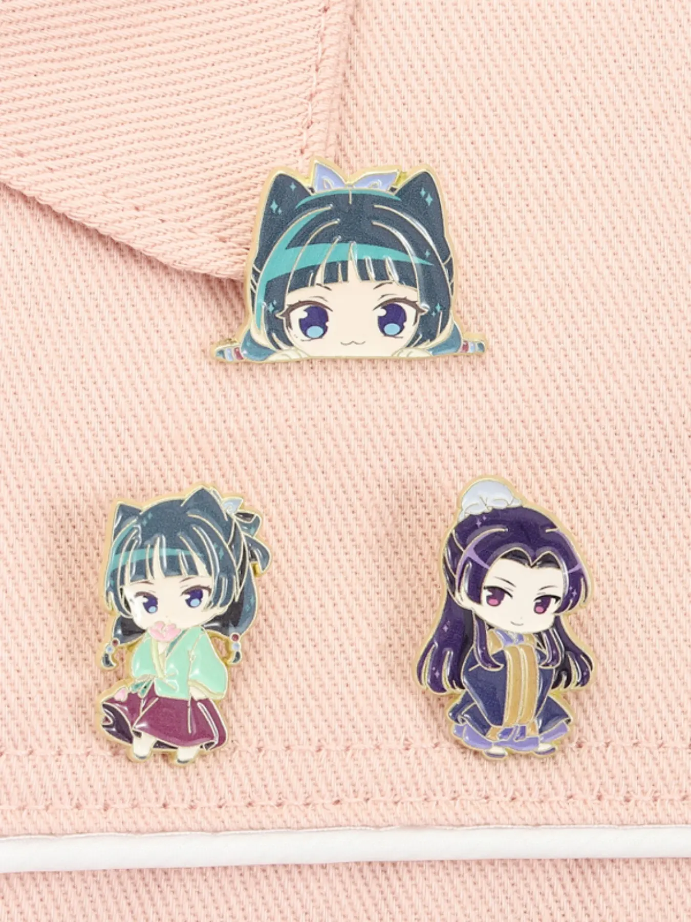 3 Piece Set The Apothecary Diaries Maomao Jinshi Ancient-Style Girl Handsome Boy Chibi Ancient Anime Cute Alloy Brooches Drop Set Collectible Pins Lapel Backpack Badge Fashion Jewelry Accessories Gifts for Friends