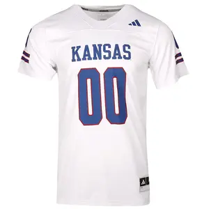 adidas Mens Off-Field Kansas Jayhawks V Neck Short Sleeve Replica Jersey Football Casual - White