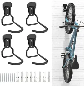 Housolution Bike Wall Mount with Fixed Hook, [4 Pack] Heavy Duty Bike Storage Rack, Bike Rack Vertical Stand for Garage - Easily Hang/Detach - with Screws Iron Bike Hanger Brackets