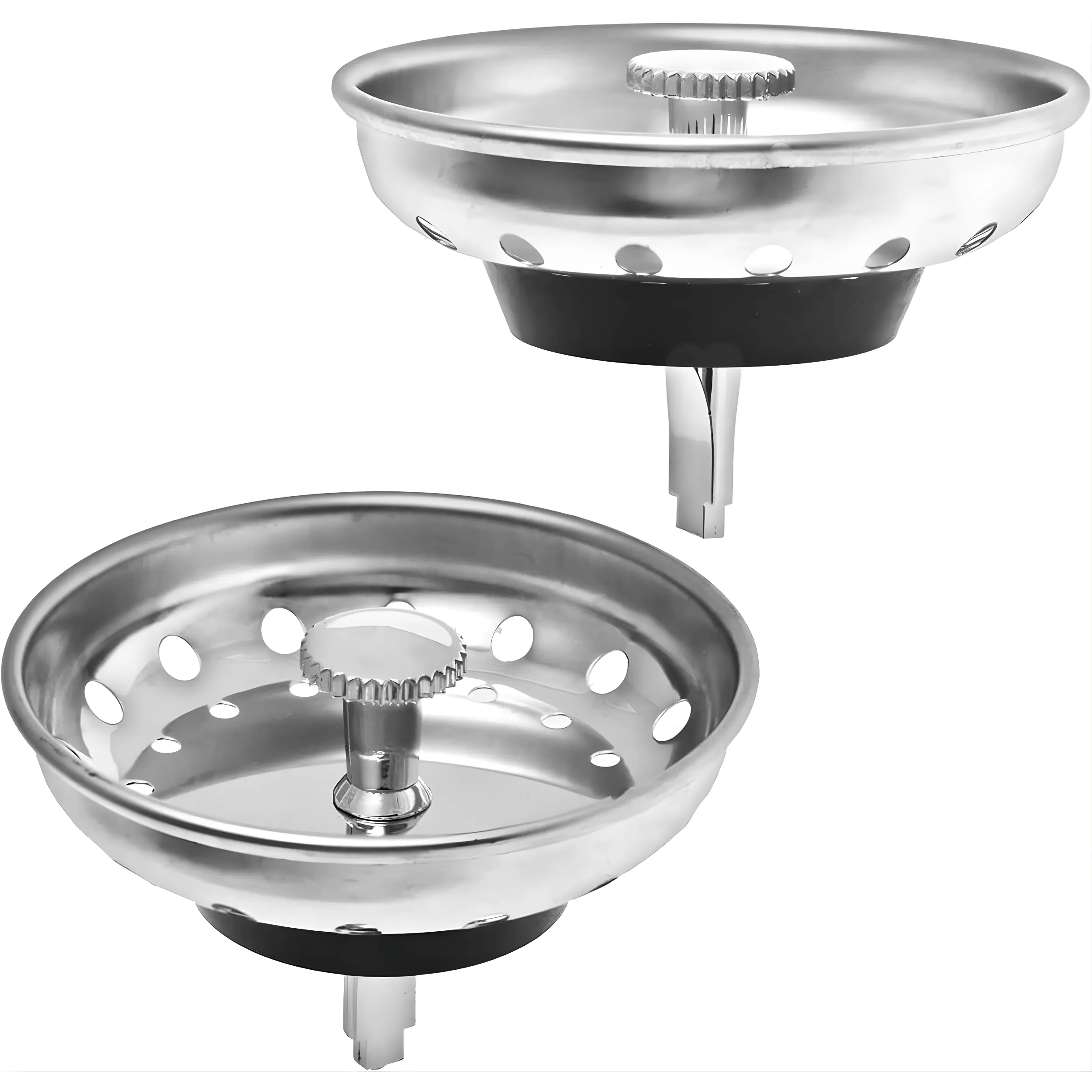 2 Pack Kitchen Sink Strainer & Stopper Combo Stainless Steel 3.5 Inch Drain Basket Replacement with Rubber Stopper, Food Catcher for Standard Kitchen Sinks, Easy Clean Anti-Clog Sink Accessory Heavy Duty Home Use Organizer Set