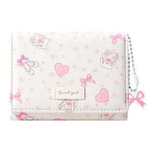 Small Cute Wallets with Ballets Floral Bow Charm Card Holder ID Window for Women Girls