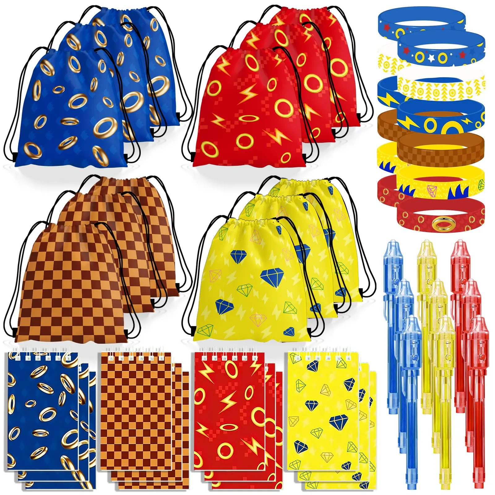 Hedgehog Cartoon Party Favors, Hedgehog Party Supplies, Hedgehog Theme Birthday Party Goodie Bag Stuffers, Include Drawstring Bags Notebook Silicone Bracelet Highlighter.