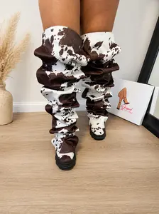 Snapped Thigh High Boots - Cow