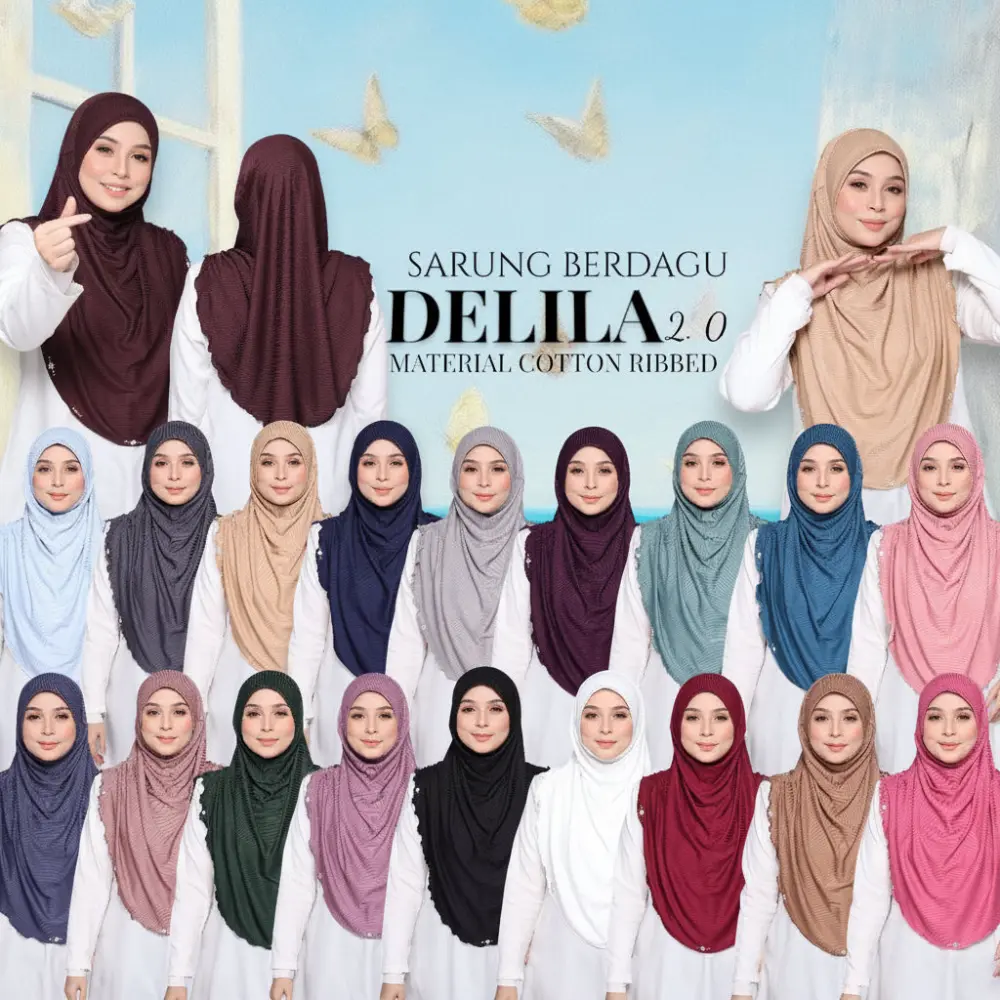 Instant Hijab Cotton Ribbed Dalila with cute floral at side