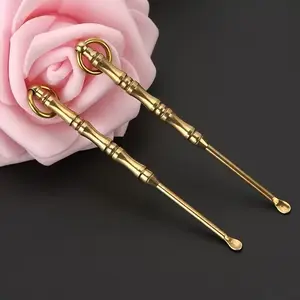 3pcs Vintage Handmade Copper Ear Spoon Set - Brass, Portable Adult Ear Cleaning Tool with Keychain, No Electricity or Battery Needed, Ideal for Home & Travel, Earwax Remova, Earwax Removal Kit, Ear Pick Set