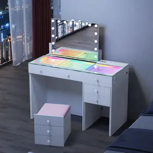 VANITII Ascend Luxury Vanity Set with RGB Light, Crystal Handles, and Bluetooth Speaker