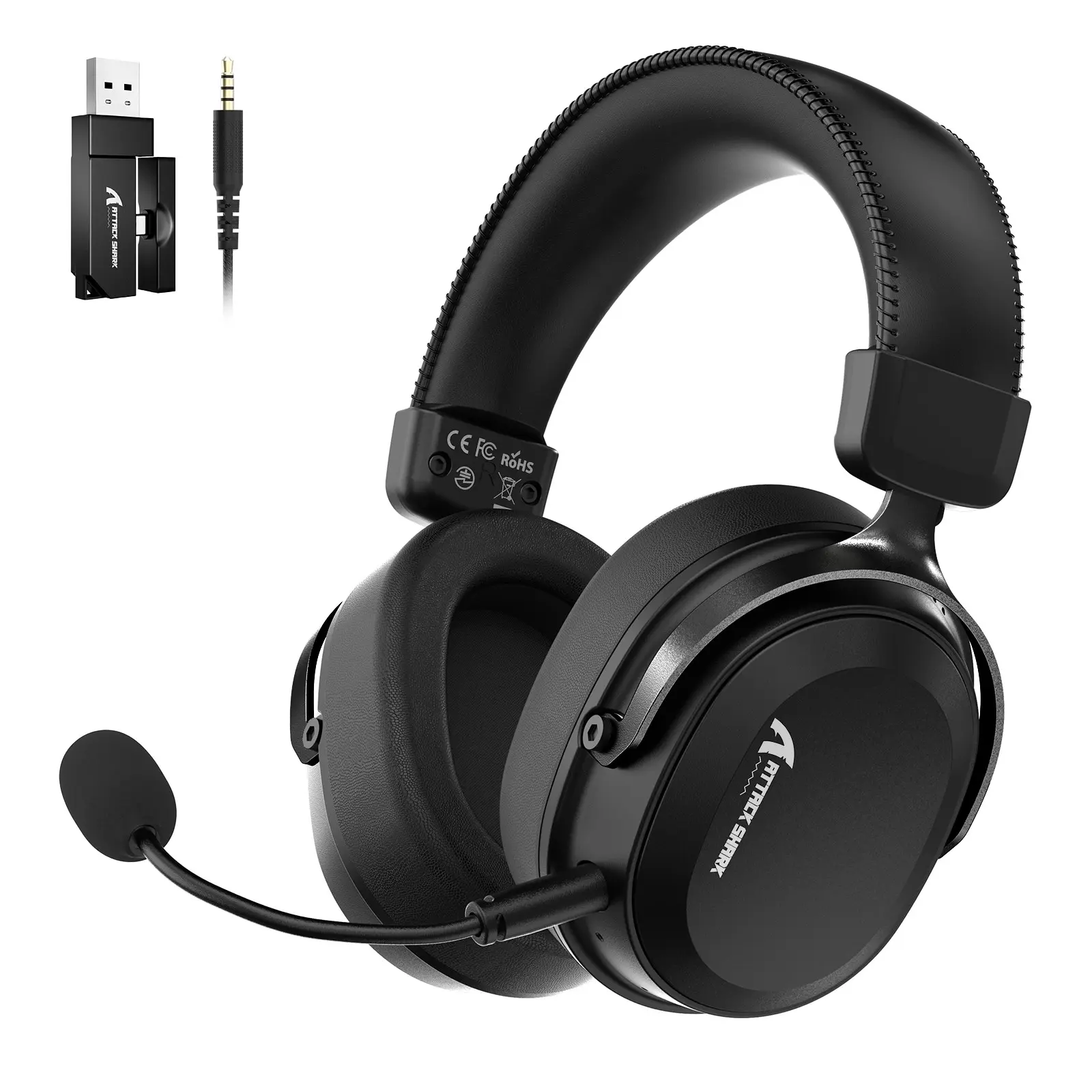 Attack Shark L30pro Wireless Gaming Headphones, 7.1 Surround Sound, Eq Mode, 50mm Driver, 1100mah Battery, Detachable Noise-Canceling Mic, for PC, Pc Headset With Mic, Surround Sound Headset, Pc Headsets