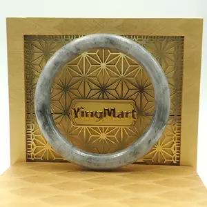 YingMart 48–72mm Genuine Type A Jade Grey White Black Jadeite Bangle Bracelets Burmese Gift for Her Grandmother Sister Mens Feng Shui Personalized