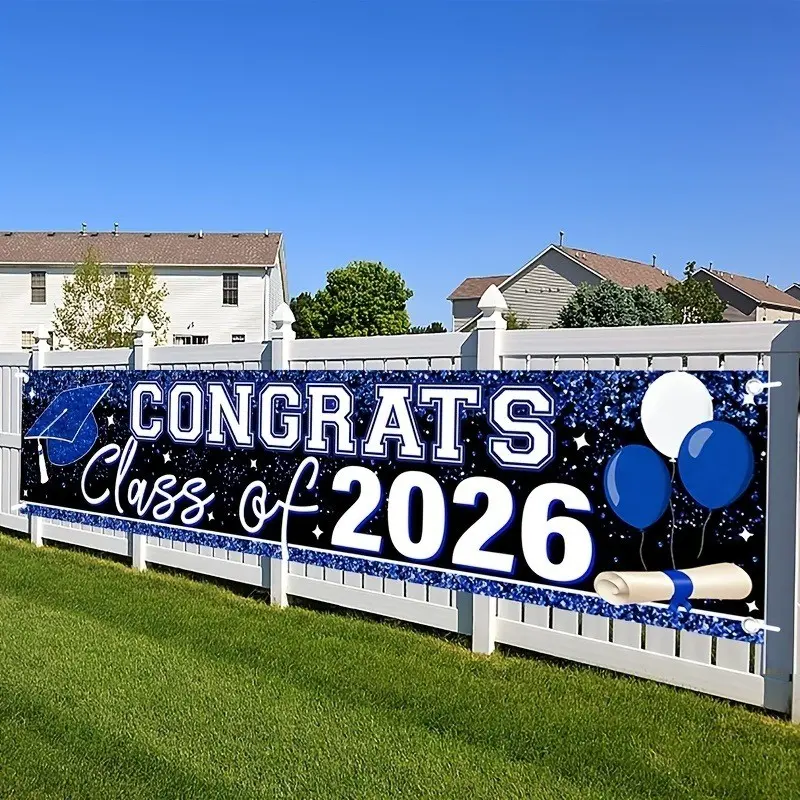 2D Plane Decorative Banner, 78.8x17.8 Inches, Graduation Celebration Sign, Graduation Party Decorations, Outdoor Indoor Decor, 2026 Grad Party Supplies, Hanging Decoration