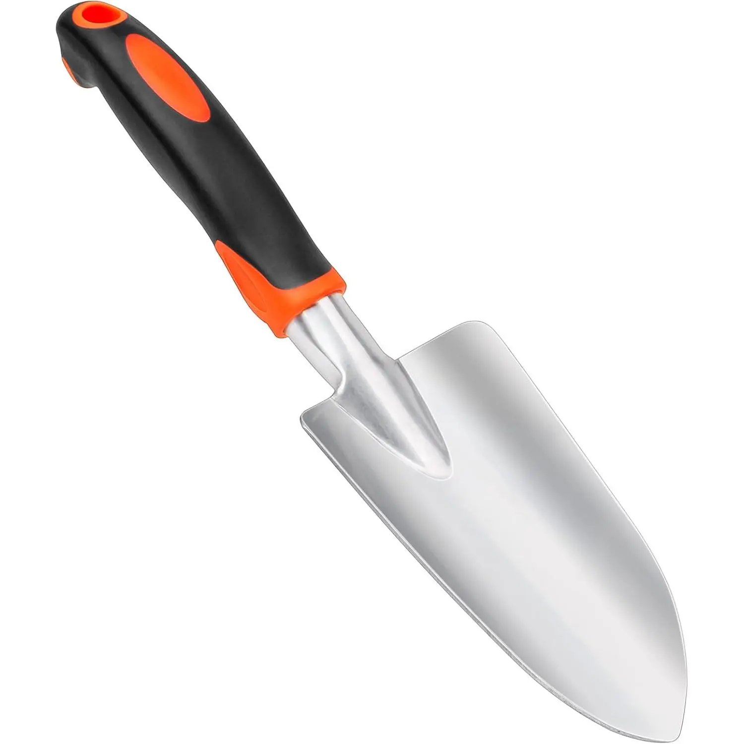 Aluminum Alloy Heavy-Duty Rust-Resistant Garden Hand Trowel - Rubber Grip Ergonomic Handle, 0.08" Thick Small Orange Digging Shovel with Hanging Hole, Easy to Store Specialty Garden Tool for Seniors, Gardeners, Weed Digging
