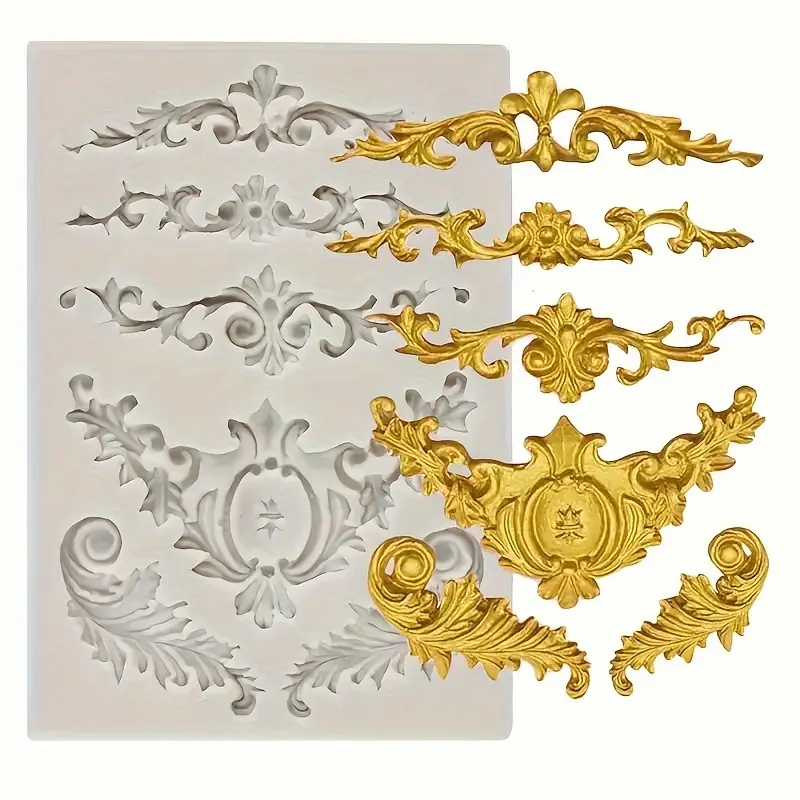 Baroque Scroll Feather Crown Handmade Silicone Molds for Crafts Mold Molding for Crafting and Decorating, 1pc