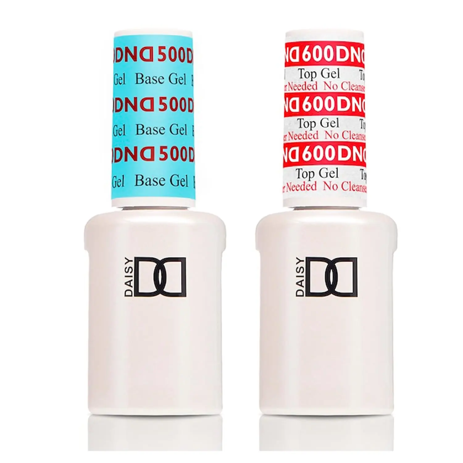 DAISY DND Soak-Off Gel Nail Polish Dual Pack - 15ml 600 Top Coat, 500 Base Coat, LED/UV-Curable, Glossy for US Manicure, Gel Nails, Nail Art