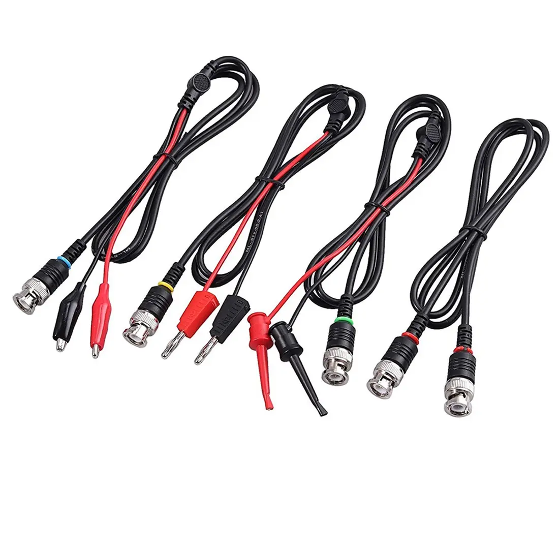 100MHz Universal Oscilloscope Probe Kit (2 Probes, 10:1 & 1:1 Switchable Bandwidth) with BNC Connectors, BNC-to-Test Lead, 8 Color Rings, Alligator Clips & Accessories for Household Appliance Parts Maintenance, High Sensitivity, Bnc To Double-Head Test Ho