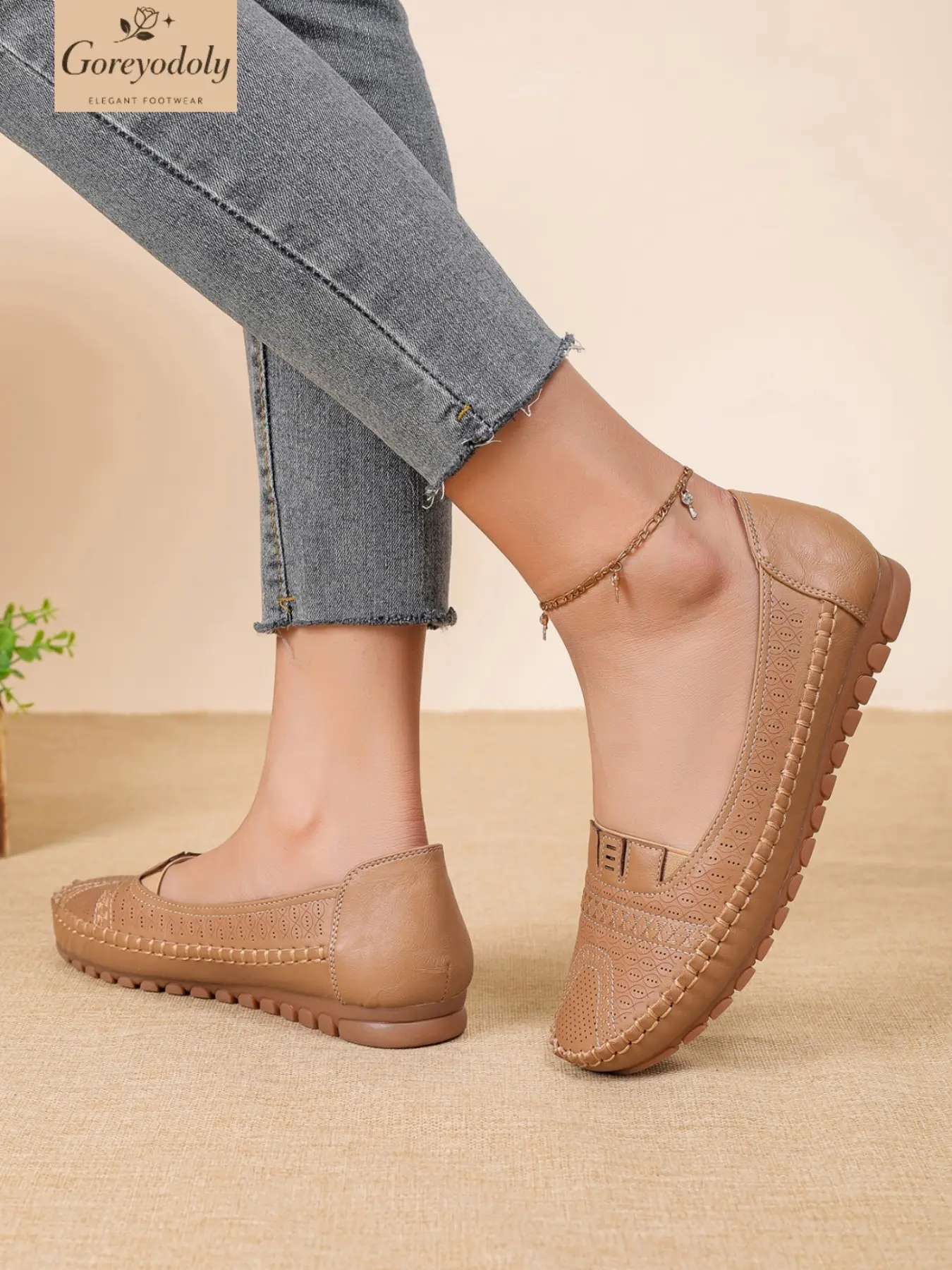 Goreyodoly women loafers breathable casual flats wide fit lightweight slip on shoes soft Rubber sole anti slip everyday walking comfort low cut design elegant style easy care all season wear Casual Office Footwear for commuting travel indoor outdoor use