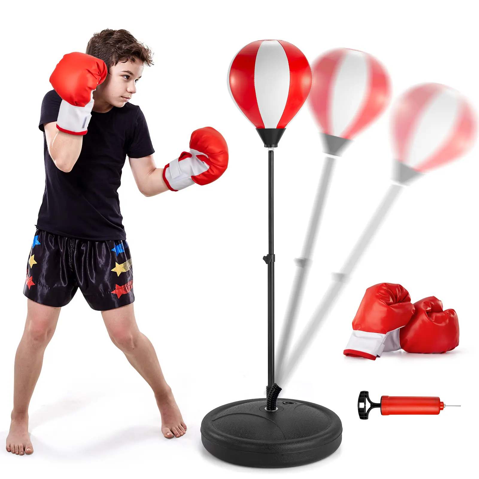 Unisex Kids Free-Standing Punching Bag Set with Gloves - Boxing Training Equipment, Fun Dinosaur Toy, No Battery Needed, Stable for 3-6 Year-Olds, Mother's Day Gift Box Packaging, Boys