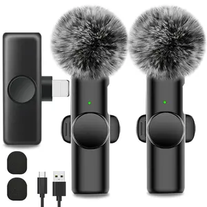 Wireless Lavalier Microphone, USB Rechargeable Mic, Noise Reduction for Video Recording, Interviews, Podcasts, Vlogs, Audio Quality Sound