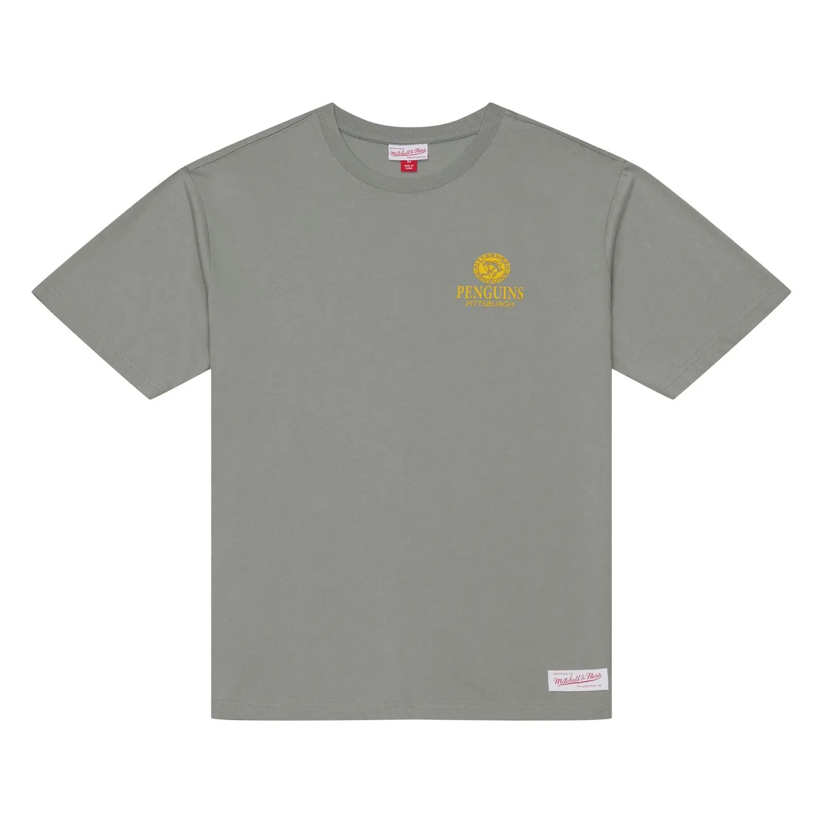 Pittsburgh Penguins Gray Core Essentials T-Shirt NHL Throwback Tee Graphic Vintage Fan Gear Mitchell & Ness