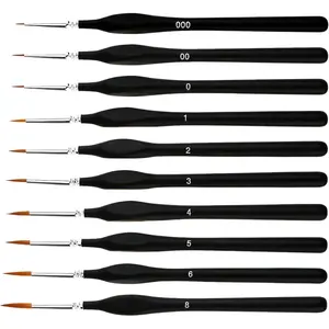 10 count Miniature  Brushes Kit, Fine Detail Painting Brush  Professional  Paints Brush Set for Watercolor, Oil, , , , Line Drawing, Scale Model Painting