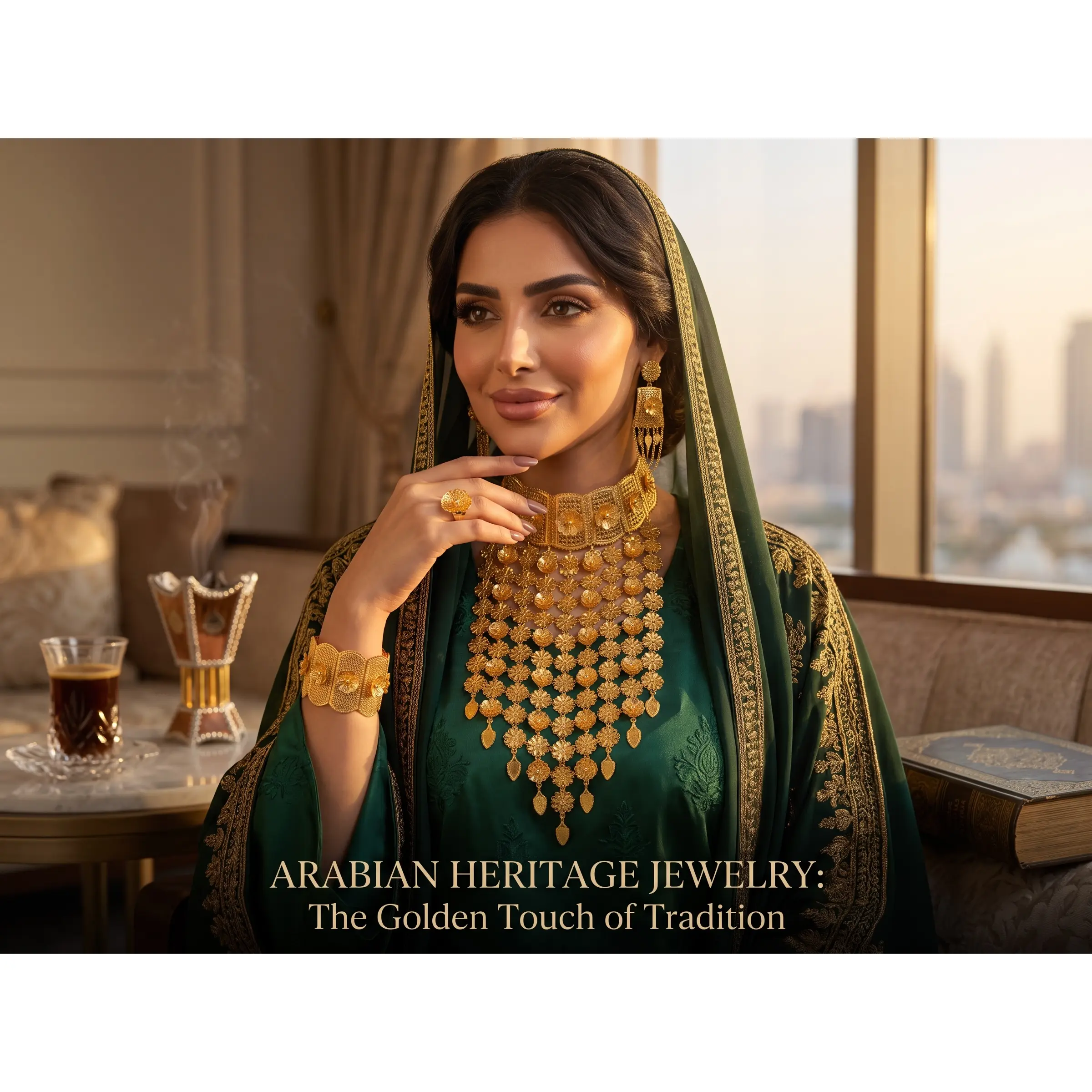 24K Gold-Plated Arab Middle Eastern Indian Pakistani Afghan Bridal Jewelry Set 038