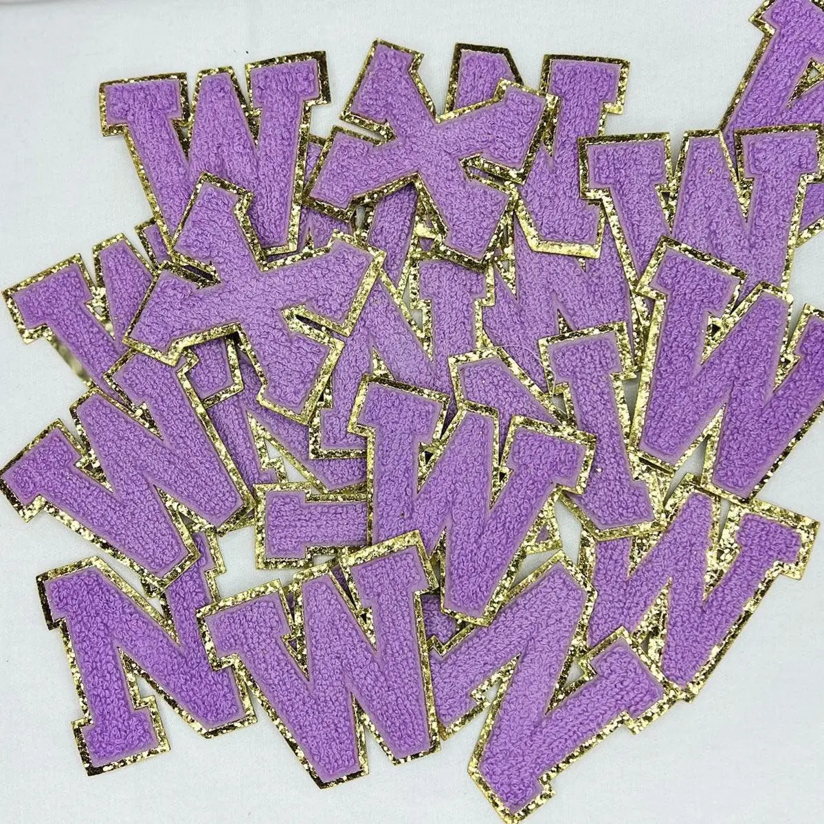 Purple with Gold Glitter Chenille Letters