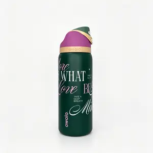 Owala 32oz Coquette Motivational Sayings Water Bottle Owala Style, Leakproof Built-in Straw for School Gym