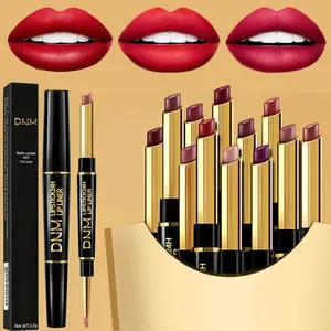 DNJ Double-Ended Matte Lipstick & Lip Liner 2-in-1 Long-Lasting Nude & Red Lip Color for Women Glossy Lipgloss Flattering Shades Subtle Everyday Looks