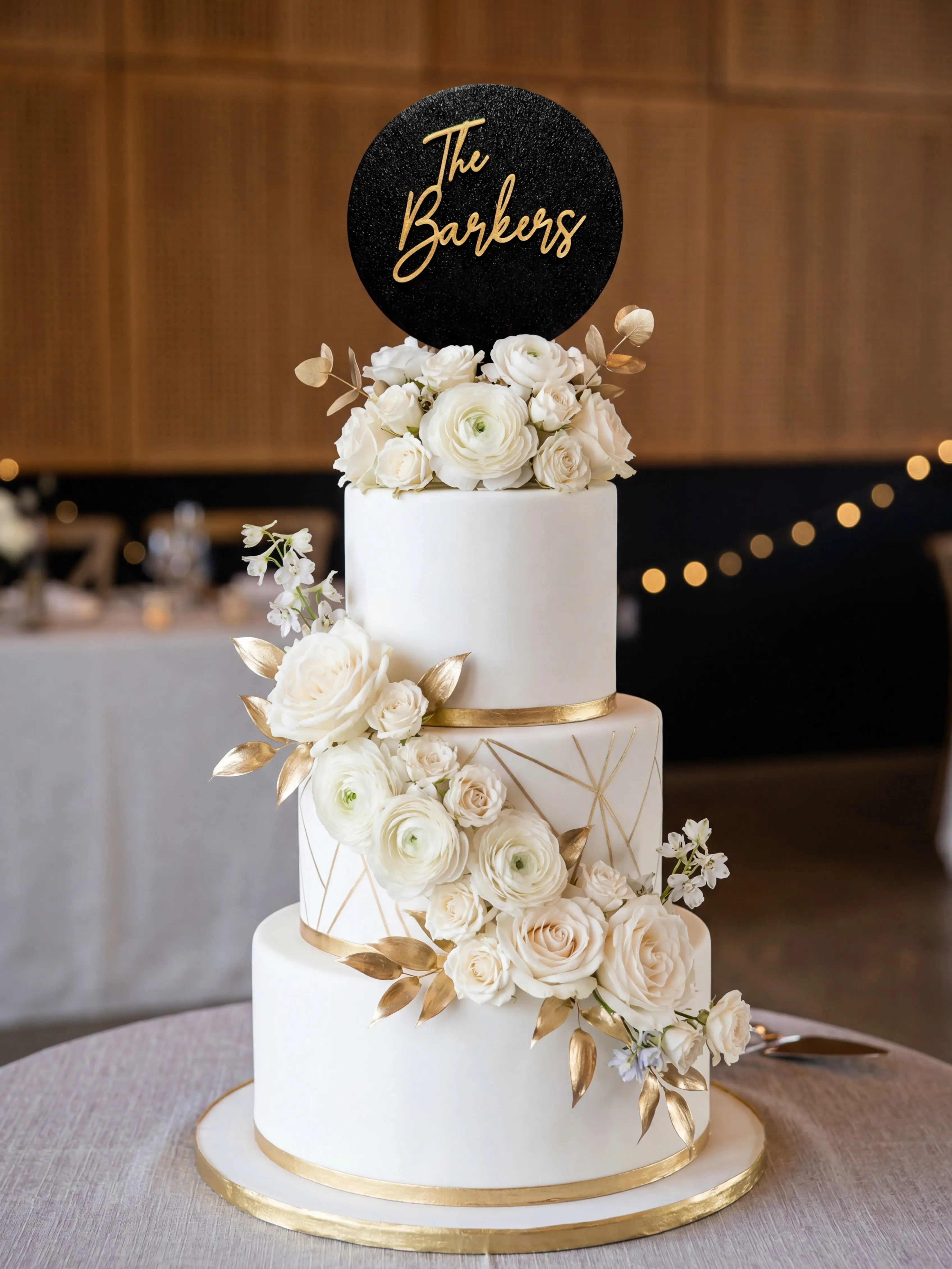 Custom Wedding Cake Topper with Shimmering Backing, Personalized Last Name Cake Topper, Modern Script Wedding Decor, Bridal Cake Topper