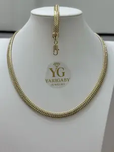 Yarigaby Jewelry SET ELEGANTE CHOKER 19IN PULCERA 7 AND 8 Gold Plated Snake Chain Necklace for Women