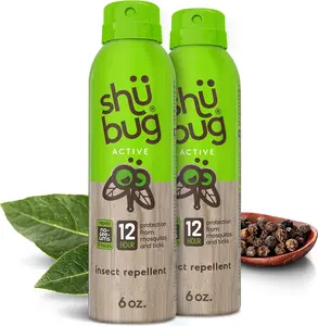 Shubug Active Insect Repellent Spray with Picaridin, DEET Free Mosquito and Tick Protection, Long Lasting Up to 12 Hours, Unscented, 6oz (Pack of 2)