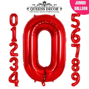 32in Jumbo Number Balloon Red Foil for Party Balloons & Balloon Styling