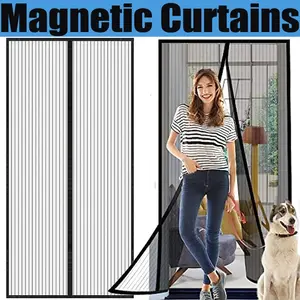 Magnetic Soft Mesh Door Curtain, Summer Mosquito Protection, Embroidered Fabric, Self-Adhesive, Easy Installation, Durable Design, Magnetic Screen Door