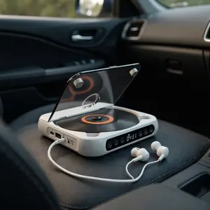 Retro Portable CD Player Decor – Vintage Music Display with LED Screen, Wireless Speaker for Desk, Shelf & Room Styling