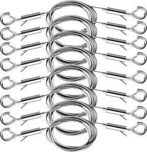 8 count Adjustable Picture Hanging Wire Kit,Frame,Mirror Hanging Kit,6.6FT Heavy Duty Stainless Steel Rope for Hanging Pictures,Billboards,Basket,Flowerpot,Supports Up to 66lbs