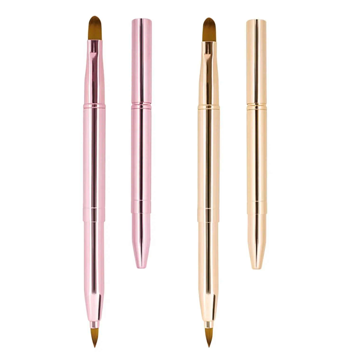 [2 Pack] Lip Brush for Lipstick, Retractable Lip Brushes, Dual-ended Makeup Brush for Lipstick Lip Gloss, Include Lid