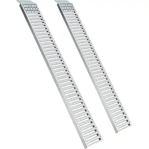 2Pcs 72" L x 9" W ATV Ramps, Anti-Slip Ramp Total Weight Capacity 1500 lbs, Anti-Slip Metal Ramp for Loading Motorcycles, Bicycles, ATVs, Lawnmowers, Silver Color Loading Ramps