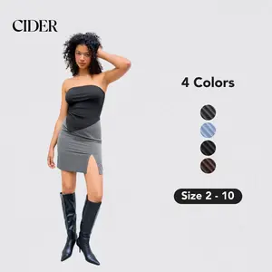 Cider [4 colors, size 2-10] Rib Strapless Solid Tube Crop Top