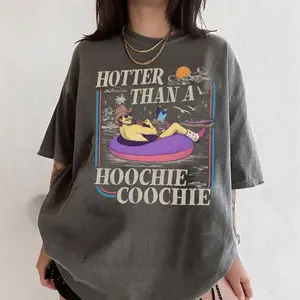 Vintage Hotter Than A Hoochie Coochie Shirt, Summer Vacation Graphic Tshirt, 90s Country Music Tee, Music Lover Shirt Gift