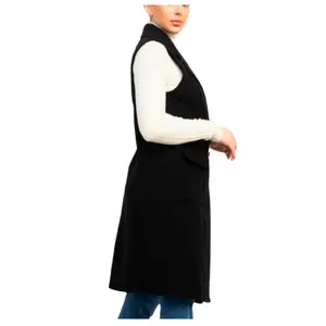 Fall Collection - Formal Long Coat Sleeveless with Double Buttons for Women's Wear