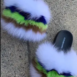 Mellow White Lime Blue & White Genuine slides sizes 6.5-11.