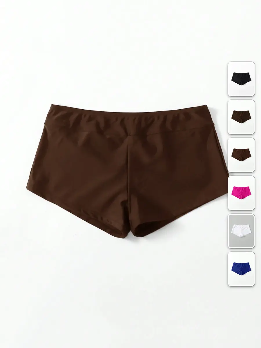 High Waisted Bikini Shorts Solid Beach Vacation Swim Bottom