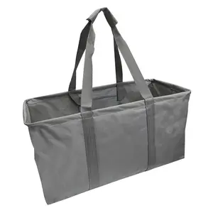 RETHINK YOUR ROOM Canvas Tote Bag, Large Foldable Reusable Totes for Shopping, Laundry, Groceries, Baby, Travel – Collapsible Canvas Tote Bags Bulk, Grocery Shopping, Blank, with Handles, Warsaw Grey