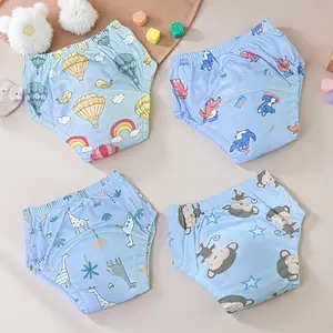 4-Piece Baby Training Pants Washable Diaper Replacement, Unisex Toilet Training Set, Multi-Color Reusable Cloth Nappies, Reusable Diapers