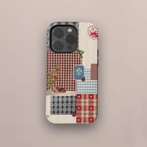 Patchwork Quilt Floral Tough Phone Case, Retro Cottagecore Phone Cover ip and ss, Aesthetic Protective Cover, Fall Accessory,phone Case Suitable for Iphone 11/12/13/14/15/16/17 Pro Promax Plus Air, Accessories, Shell Protection Cellphone